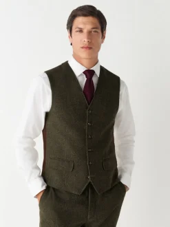 Groen - Herringbone Wool Blend Suit Waistcoast