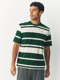 Groen - Jersey pyjamaset met strepen en korte mouwen