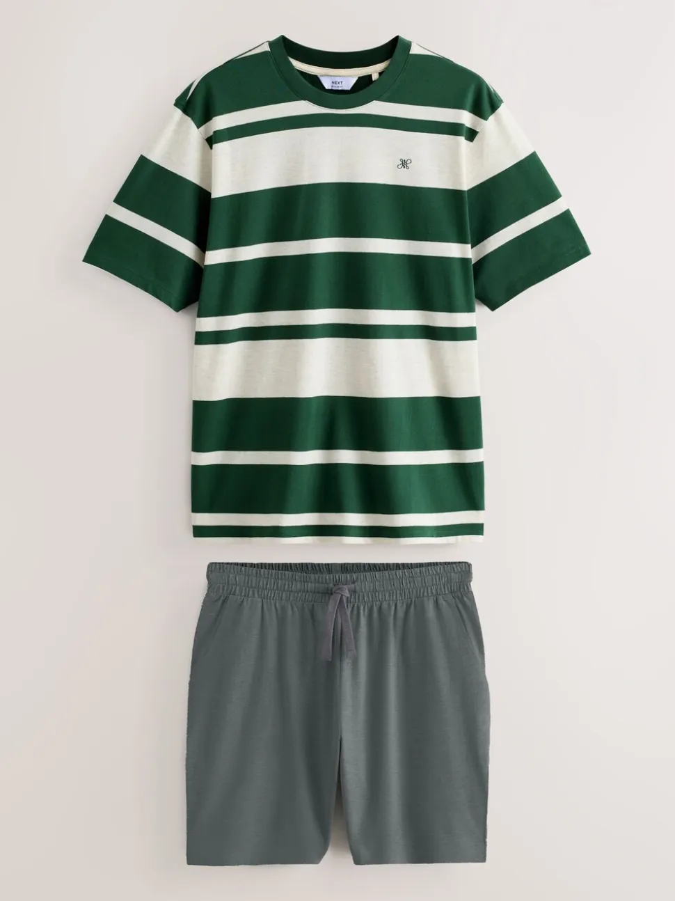 Groen - Jersey pyjamaset met strepen en korte mouwen