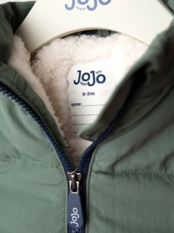 Groen - JoJo Maman Bébé Borg Lined Hooded Puffer Coat