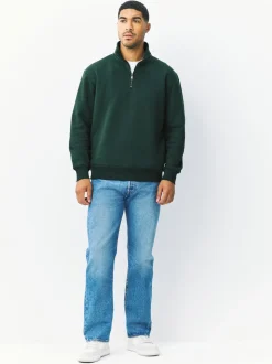 Groen - Kwartrits - Sweatshirt van jersey met hoog katoengehalte