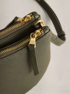 Groen - Leather Scoop Cross-Body Bag