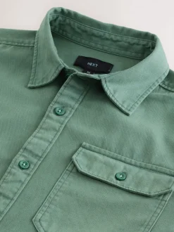 Groen - Long Sleeve Garment Dyed Oxford Shirt