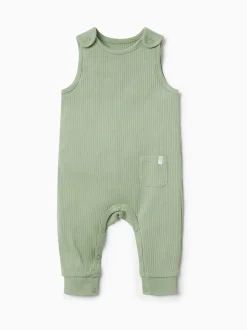 Groen - MORI Ribbed Romper Dungarees