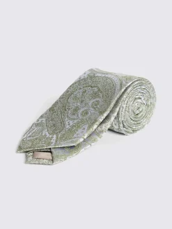 Groen - MOSS Bruiloft Paisley Stropdas