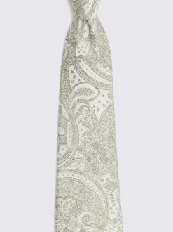 Groen - MOSS Bruiloft Paisley Stropdas