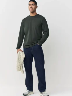 Groen - Normale Pasvorm - T-shirt met lange mouwen en ronde hals