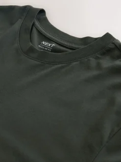 Groen - Normale Pasvorm - T-shirt met lange mouwen en ronde hals