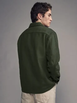 Groen - Overshirt met twee zakken en wol