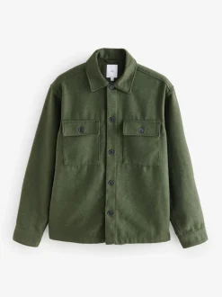 Groen - Overshirt met twee zakken en wol