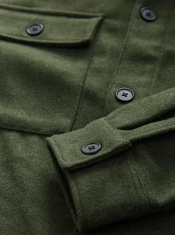 Groen - Overshirt met twee zakken en wol