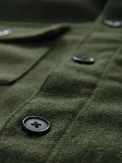 Groen - Overshirt met twee zakken en wol