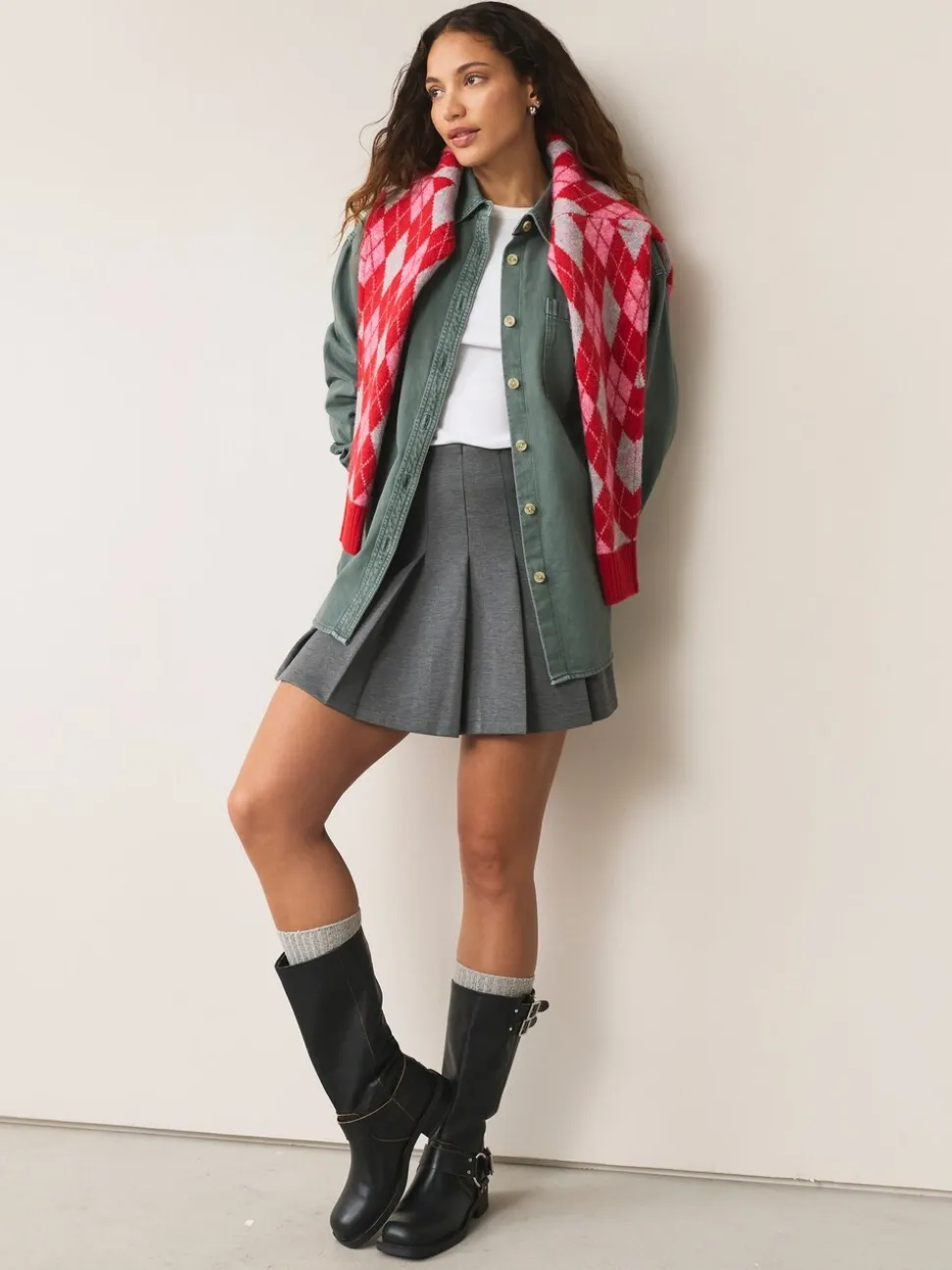 Groen - Oversized denim overhemd