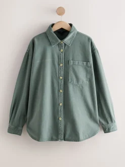Groen - Oversized denim overhemd