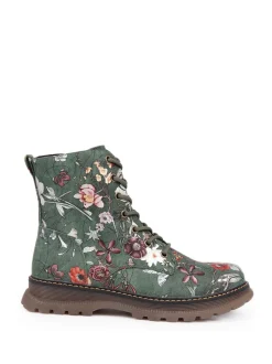 Groen - Pavers Lace Up Floral Boots