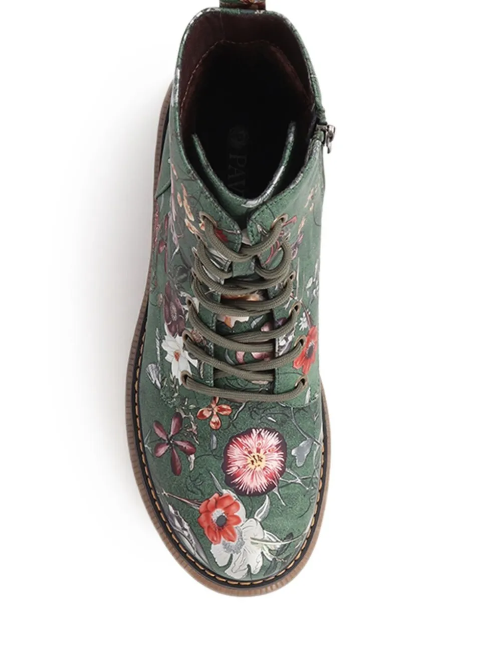 Groen - Pavers Lace Up Floral Boots