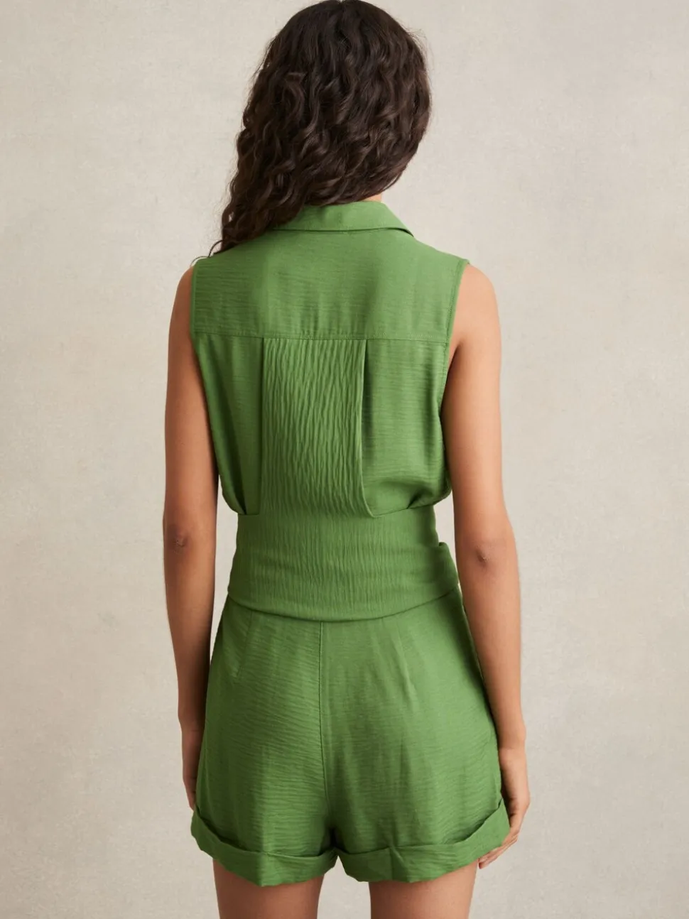 Groen - Reiss Millie strandcover-up speelpakje met ceintuur