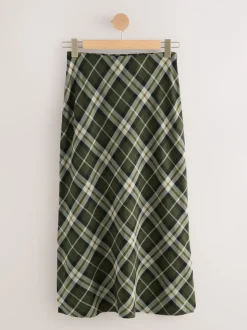 Groen - Ruit Midi Slip Rok