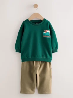 Groen - Set met sweatshirt en utility-joggingbroek (3mnd -7jr)