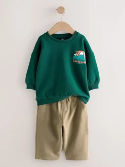 Groen - Set met sweatshirt en utility-joggingbroek (3mnd -7jr)