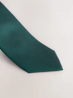 Groen - Set met textuurrijke stropdas en pochet