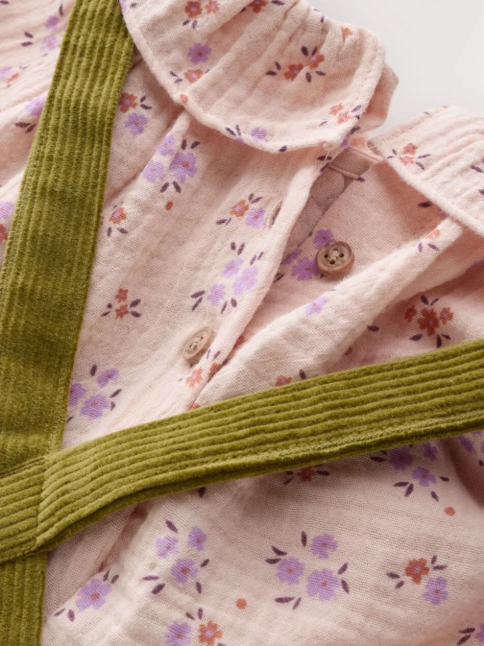 Groen - Set van corduroy bretelbroeken met bloemenprint, blouse en panty's (3mnd -7jr)