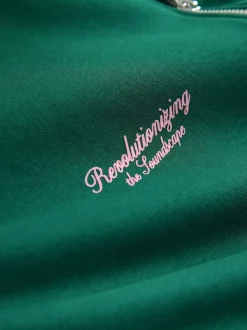 Groen - Simple Text Graphic Print Quarter Zip Neck Sweatshirt
