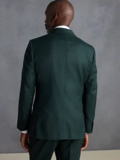 Groen - Slim Fit - Signature Zignone flanellen colbert van Italiaanse wol-kasjmier blend