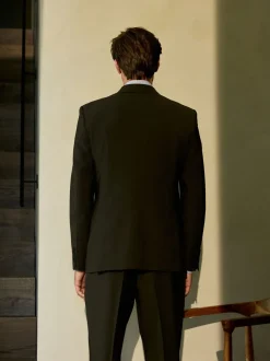 Groen - Slim Fit - Slim fit Motion Flex wollen Blend Pakjas