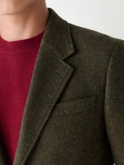 Groen - Slim Fit Herringbone Wool Blend Suit Jacket