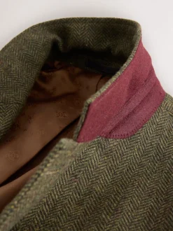 Groen - Slim Fit Herringbone Wool Blend Suit Jacket