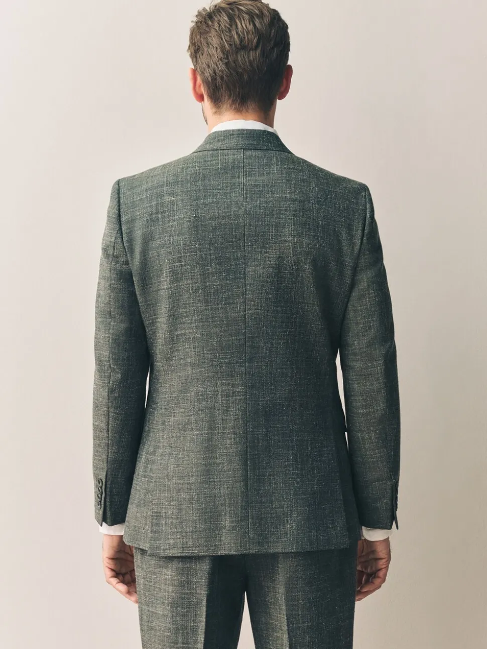 Groen - Slim fit Nova Fides colbert van Italiaanse linnenmix stof