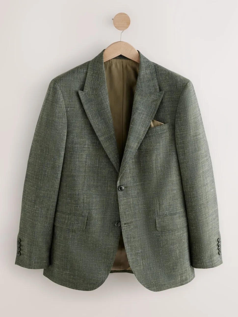 Groen - Slim fit Nova Fides colbert van Italiaanse linnenmix stof