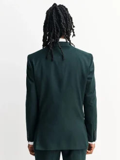 Groen - Slim-fit flanellen colbert