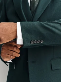 Groen - Slim-fit flanellen colbert