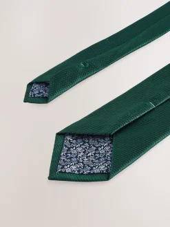 Groen - Stropdas met textuur en dasspeld