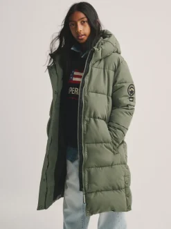Groen - Superdry - Lange gewatteerde jas