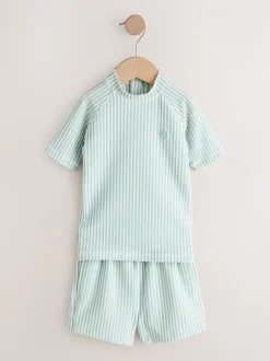 Groen - Textured Rash Vest and Swim Shorts Set (3mths-7yrs)