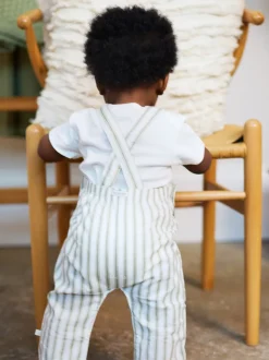 Groen - The Little Tailor Baby Woven Dungarees and T-Shirt Set