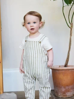 Groen - The Little Tailor Baby Woven Dungarees and T-Shirt Set