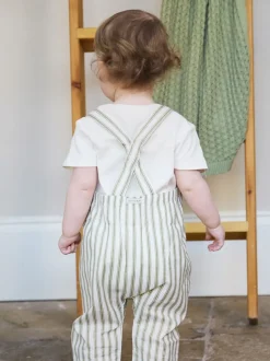 Groen - The Little Tailor Baby Woven Dungarees and T-Shirt Set