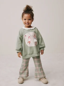 Groen elfje - Collared Sweatshirt & Flare Leggings Set (3mths-7yrs)