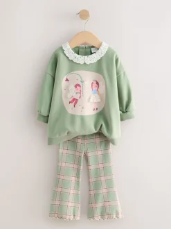 Groen elfje - Collared Sweatshirt & Flare Leggings Set (3mths-7yrs)