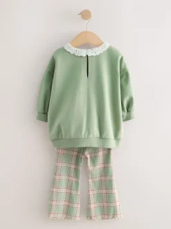 Groen elfje - Collared Sweatshirt & Flare Leggings Set (3mths-7yrs)