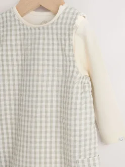 Groen geruit - Geweven bretelbroeken en bodysuit babyset (0mnd -2jr)