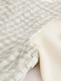 Groen geruit - Geweven bretelbroeken en bodysuit babyset (0mnd -2jr)