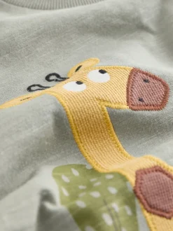 Groen giraf - T-shirt met korte mouwen en applicatie (3 mnd - 7 jr)