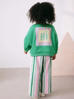 Groen Hey Hi - Set van sweatshirt en broek met wijde pijpen (3mnd -7jr)
