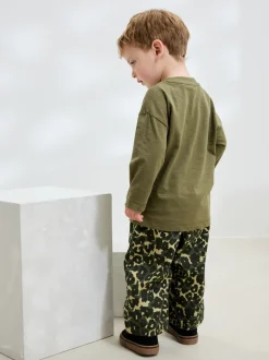 Groen luipaardprint - Wijde broek met elastische taille (3mnd-7jr)