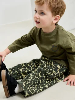 Groen luipaardprint - Wijde broek met elastische taille (3mnd-7jr)